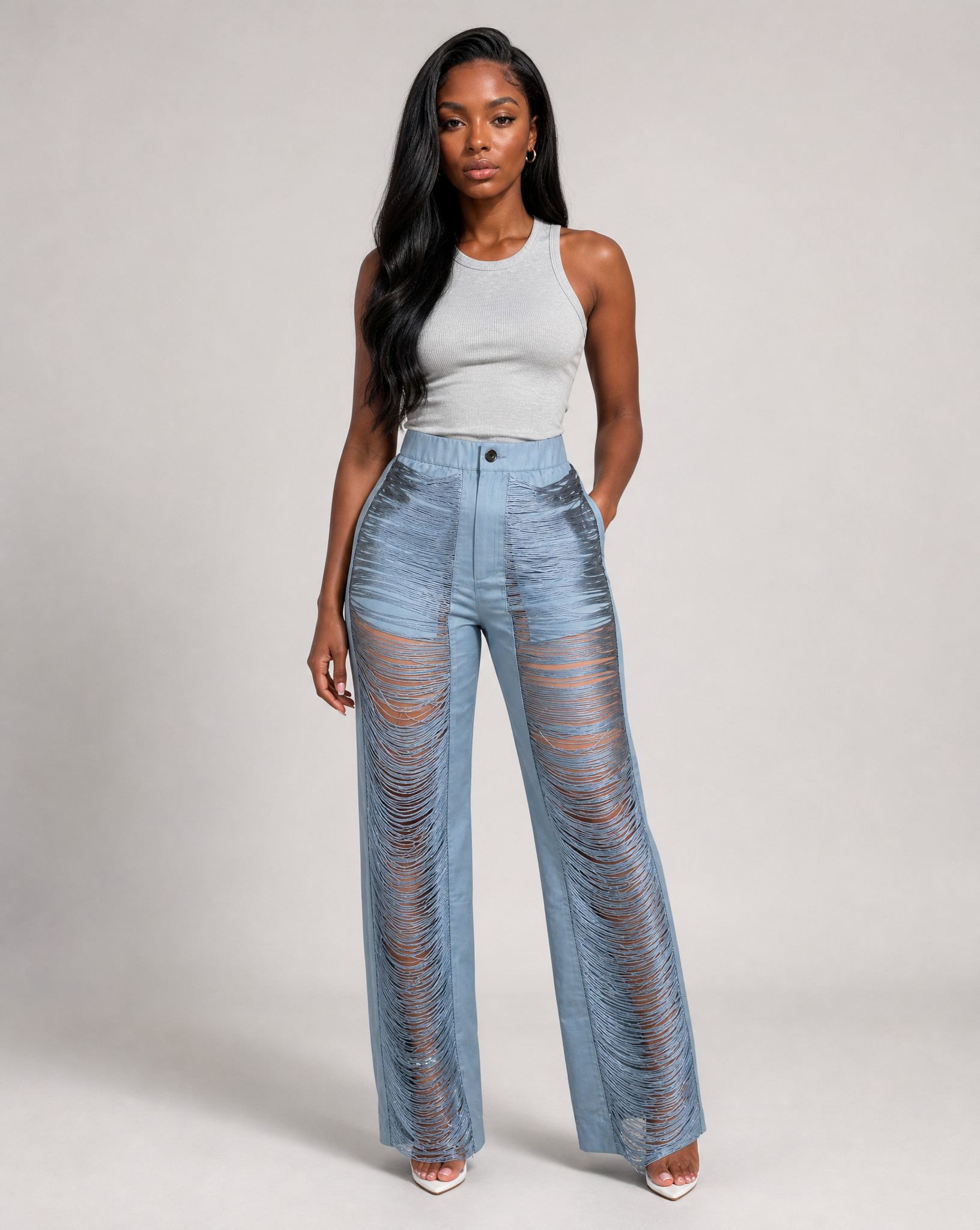 Generated_with_Kive.ai_-_Need_a_product_shot_of_Nikki_wearing_the_shredded_fringe_pants._Front_facing._1 natiafashion
